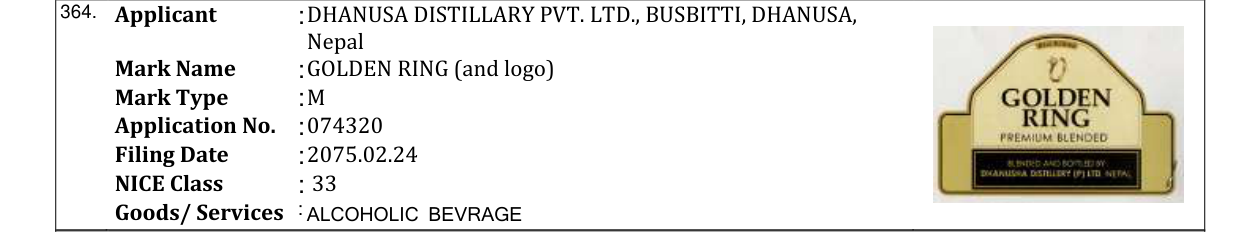 Original bulletin entry for GOLDEN RING (and logo)