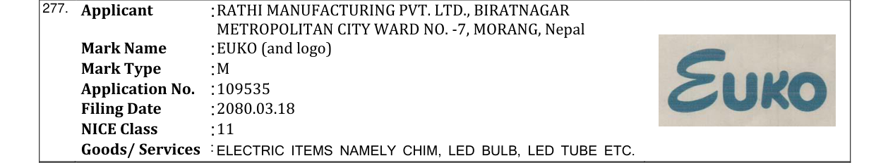 Original bulletin entry for EUKO (and logo)