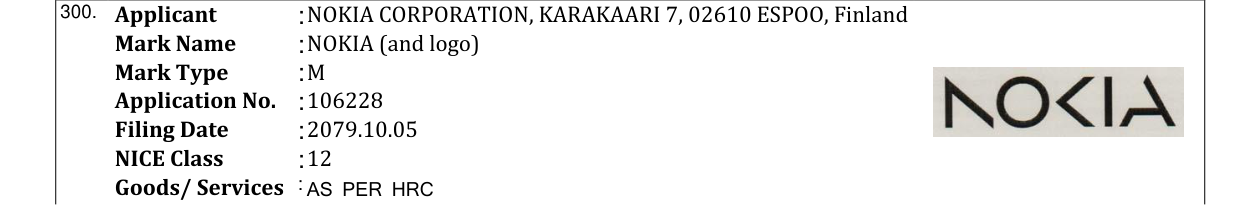 Original bulletin entry for NOKIA (and logo)