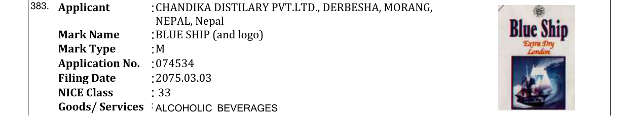 Original bulletin entry for BLUE SHIP (and logo)