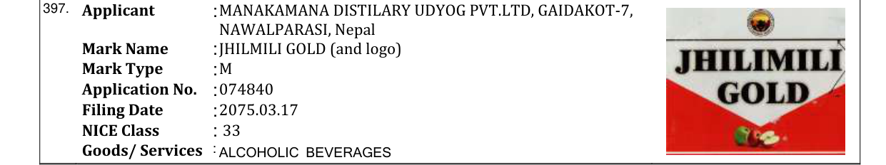 Original bulletin entry for JHILMILI GOLD (and logo)