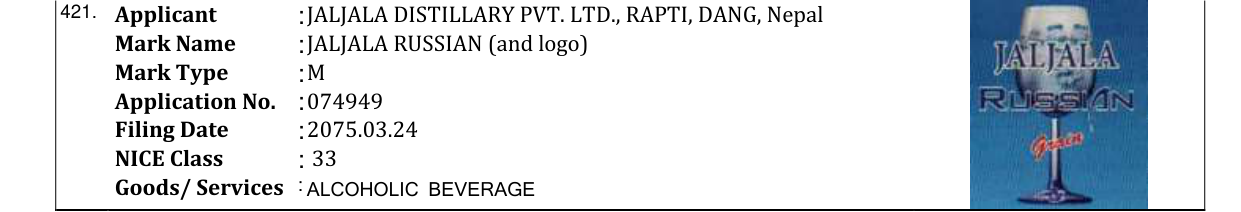 Original bulletin entry for JALJALA RUSSIAN (and logo)