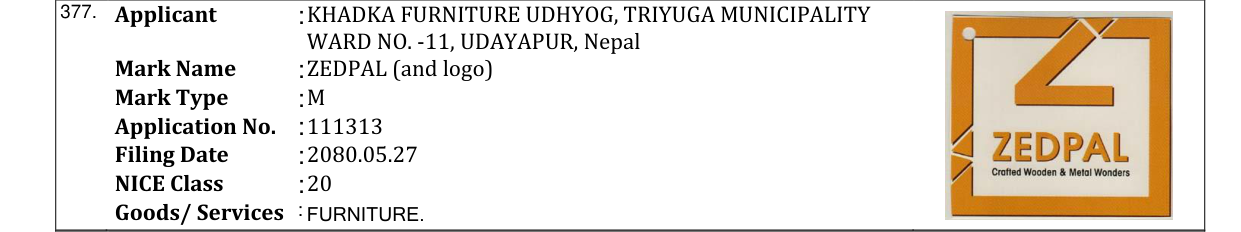 Original bulletin entry for ZEDPAL (and logo)