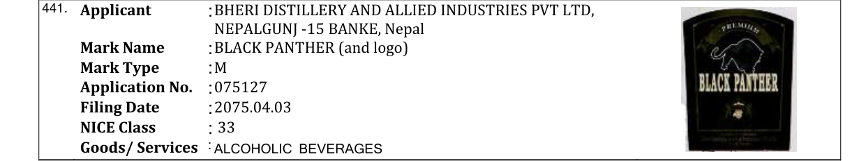 Original bulletin entry for BLACK PANTHER (and logo)