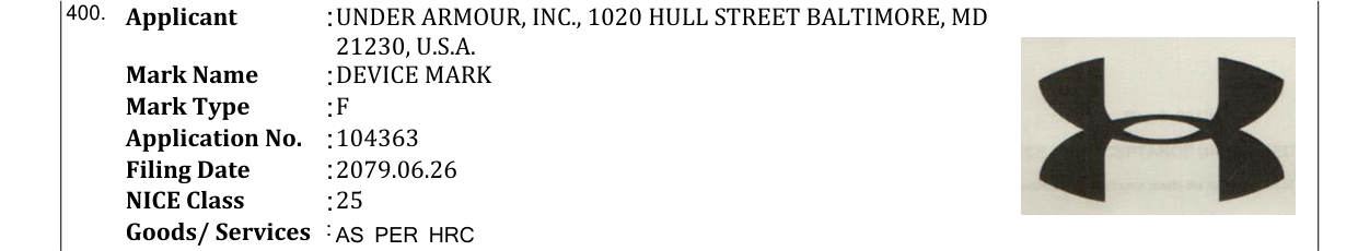 Original bulletin entry for DEVICE MARK