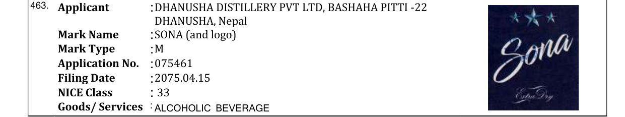Original bulletin entry for SONA (and logo)