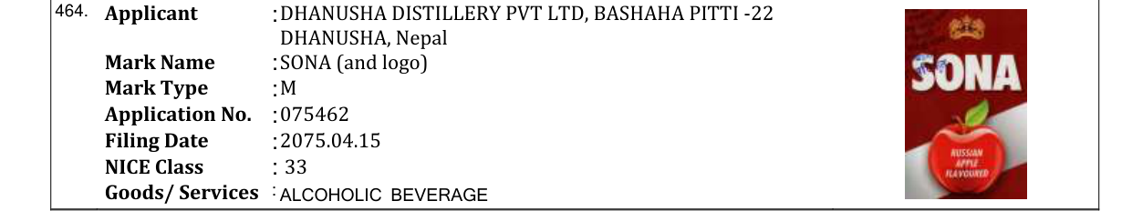 Original bulletin entry for SONA (and logo)