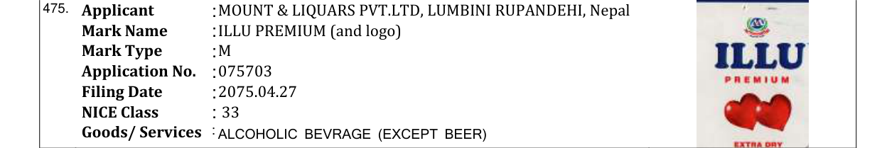 Original bulletin entry for ILLU PREMIUM (and logo)