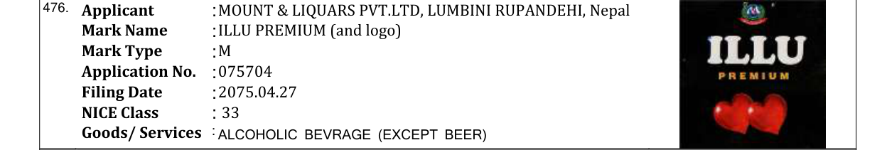 Original bulletin entry for ILLU PREMIUM (and logo)