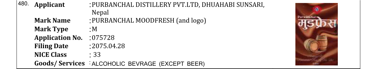 Original bulletin entry for PURBANCHAL MOODFRESH (and logo)