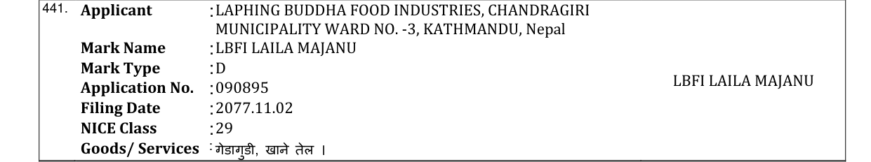 Original bulletin entry for LBFI LAILA MAJANU