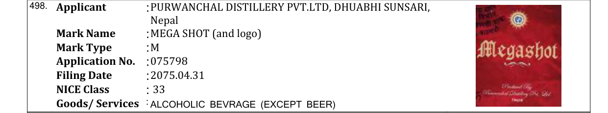 Original bulletin entry for MEGA SHOT (and logo)