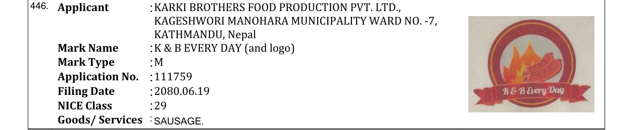 Original bulletin entry for K & B EVERY DAY (and logo)
