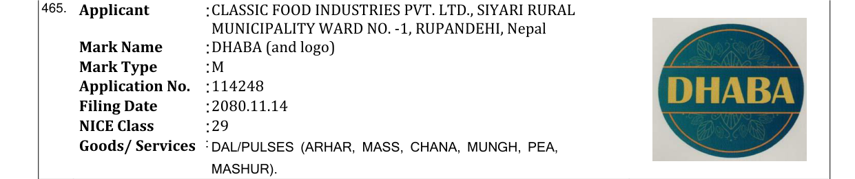Original bulletin entry for DHABA (and logo)