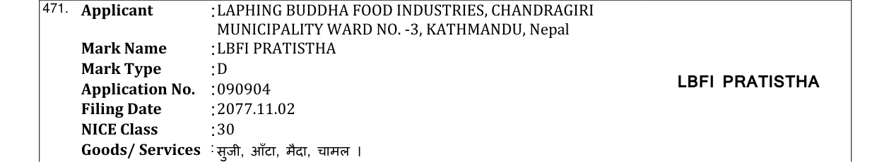 Original bulletin entry for LBFI PRATISTHA