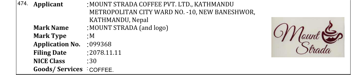 Original bulletin entry for MOUNT STRADA (and logo)