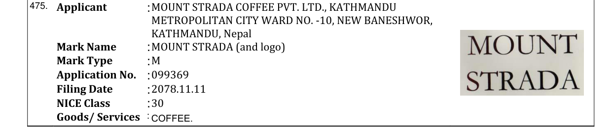 Original bulletin entry for MOUNT STRADA (and logo)