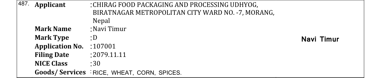 Original bulletin entry for Navi Timur