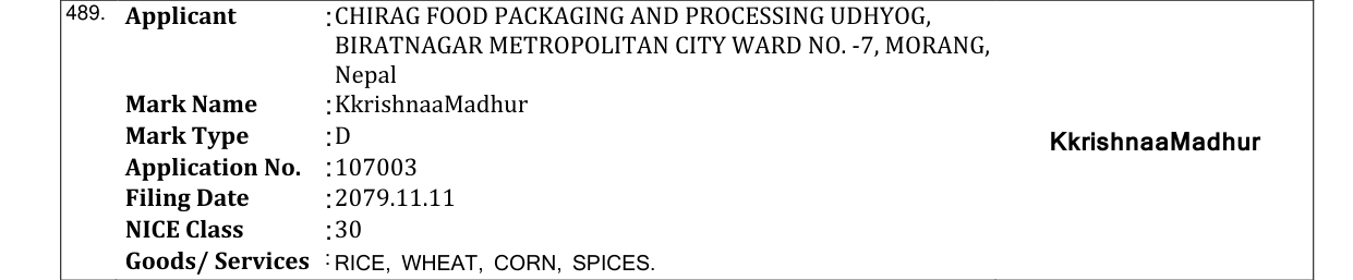 Original bulletin entry for KkrishnaaMadhur