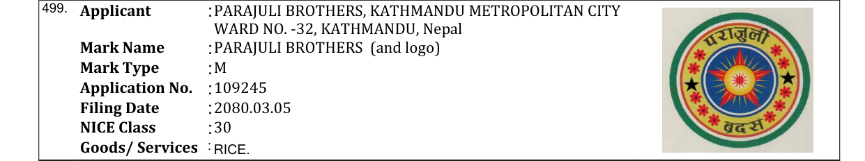 Original bulletin entry for PARAJULI BROTHERS (and logo)