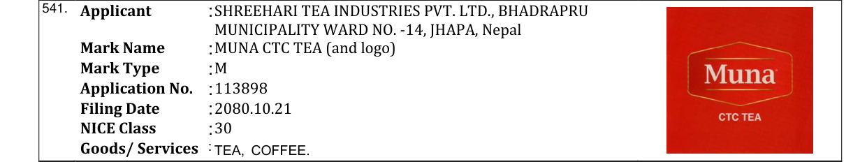 Original bulletin entry for MUNA CTC TEA (and logo)