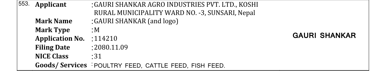 Original bulletin entry for GAURI SHANKAR (and logo)