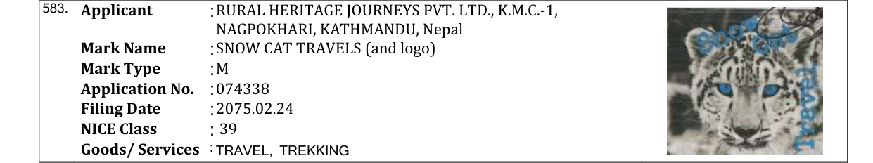 Original bulletin entry for SNOW CAT TRAVELS (and logo)