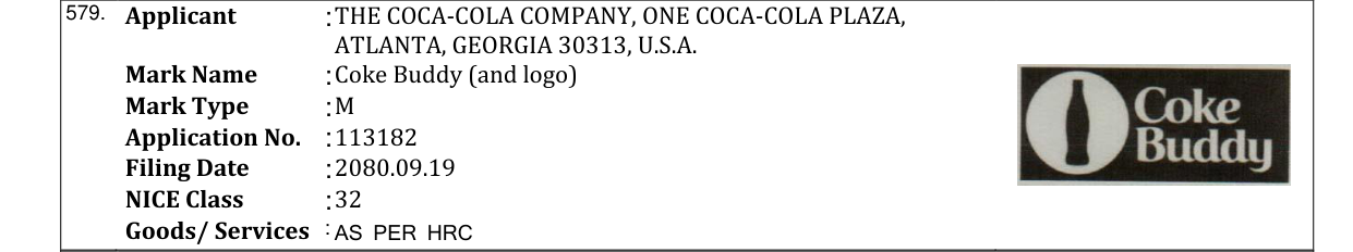 Original bulletin entry for Coke Buddy (and logo)