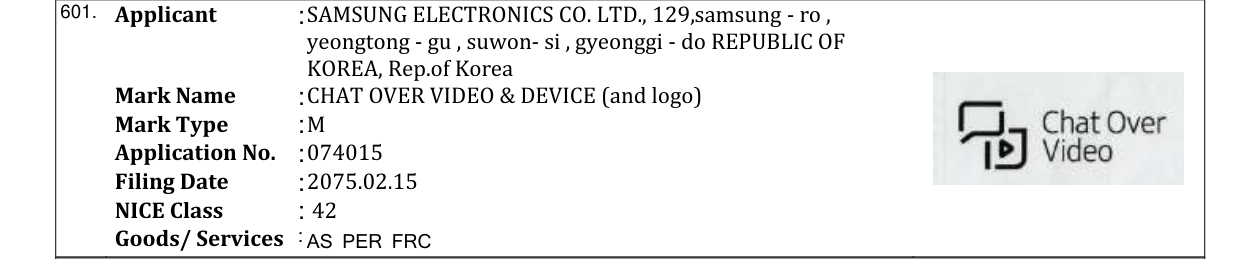 Original bulletin entry for CHAT OVER VIDEO & DEVICE (and logo)