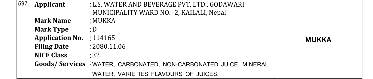 Original bulletin entry for MUKKA