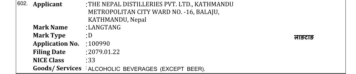 Original bulletin entry for LANGTANG