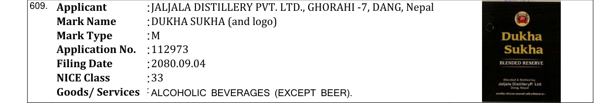 Original bulletin entry for DUKHA SUKHA (and logo)