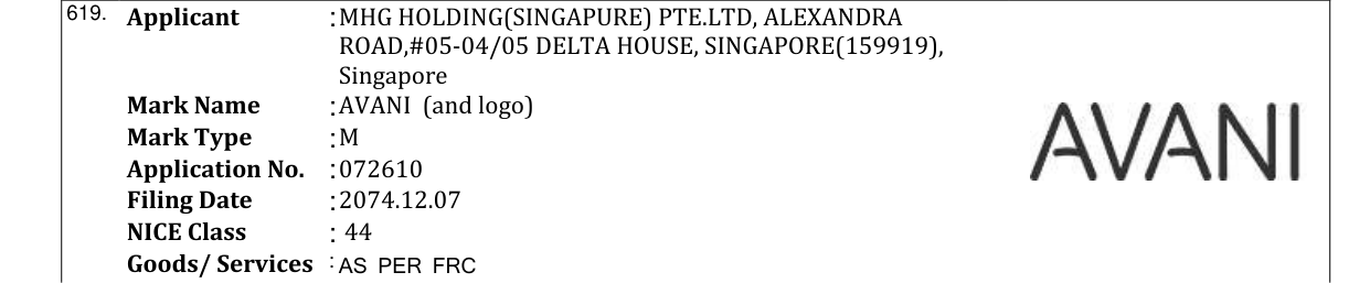 Original bulletin entry for AVANI (and logo)