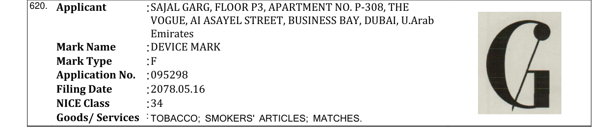 Original bulletin entry for DEVICE MARK