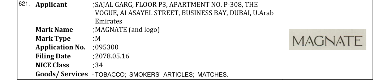 Original bulletin entry for MAGNATE (and logo)