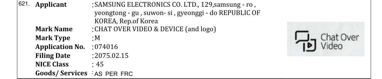 Original bulletin entry for CHAT OVER VIDEO & DEVICE (and logo)