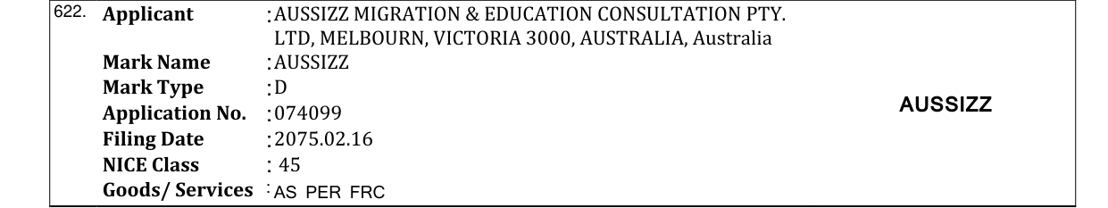 Original bulletin entry for AUSSIZZ