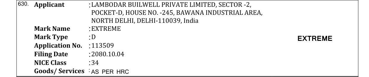 Original bulletin entry for EXTREME