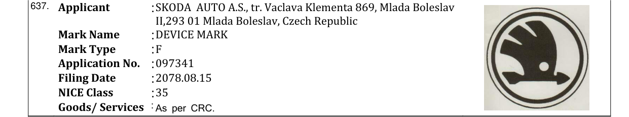 Original bulletin entry for DEVICE MARK