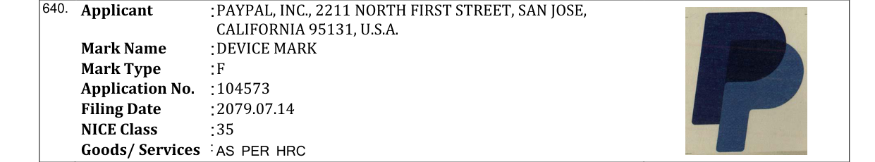 Original bulletin entry for DEVICE MARK
