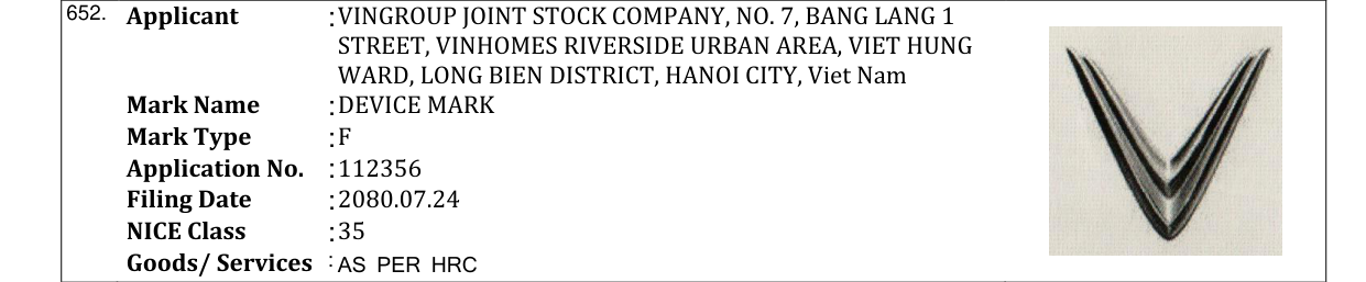 Original bulletin entry for DEVICE MARK
