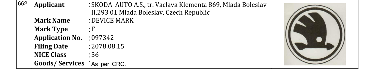Original bulletin entry for DEVICE MARK