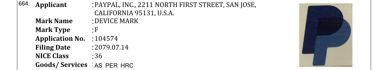 Original bulletin entry for DEVICE MARK