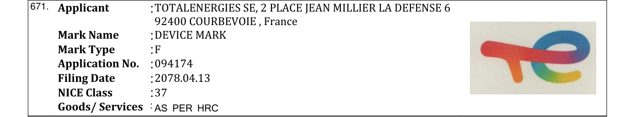 Original bulletin entry for DEVICE MARK