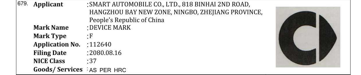Original bulletin entry for DEVICE MARK