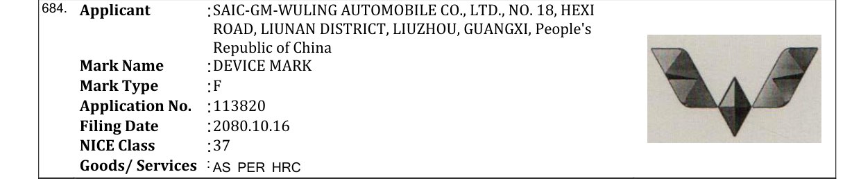 Original bulletin entry for DEVICE MARK