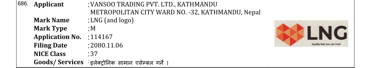 Original bulletin entry for LNG (and logo)