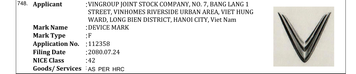 Original bulletin entry for DEVICE MARK