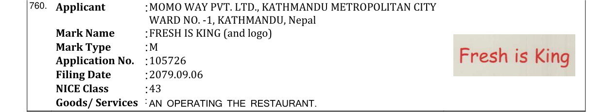 Original bulletin entry for FRESH IS KING (and logo)