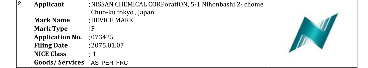 Original bulletin entry for DEVICE MARK